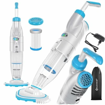 Abbildung von KESSER® Poolsauger mit Akku elektrisch Pool Bodensauger Handsauger Poolreiniger Filter &amp; 2 Geschwindigkeits System Reinigungsset kabellos bis zu 25 m3, Inkl. Schutzcover, Blau