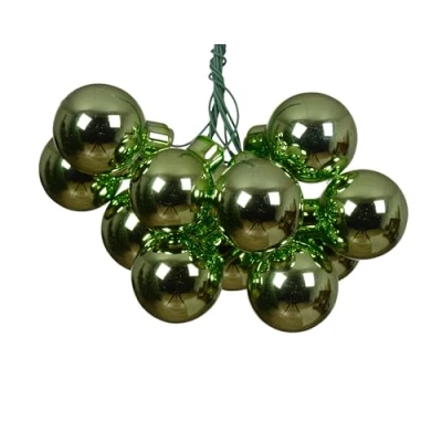 Abbildung von Kaemingk Weihnachtskugeln am Draht Glas 2,5cm x 12 Stück Spiegelbeeren glänzend kleine Dekokugeln Christbaumschmuck &amp; Weihnachtsdeko Grüntee