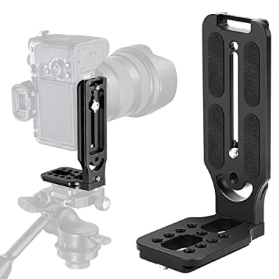 Abbildung von CAMOLO Quick Release L Halterung Arca Swiss,DSLR Kamerahalterung Bracket Vertikale mit Schnellwechselplatte, 1/4 Zoll Schraube Swiss für Manfrotto DJI Zhiyun Canon Nikon Sony Spiegellose Kamera