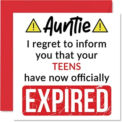 Abbildung von Lustige Geburtstagskarte zum 20. Geburtstag für Tante Your Teens Have Expired Karte Auntie Aunty aus Neffe Nichte, 145 mm x Banter Joke Humor Grußkarten Geschenk