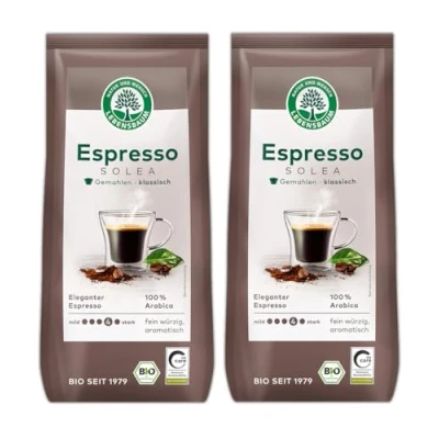 Abbildung von LEBENSBAUM 2 x Espresso Solea gemahlen, Bio Kaffee aus Arabica Bohnen Intesität 4/5, feinwürzig aromatisch, 250 g