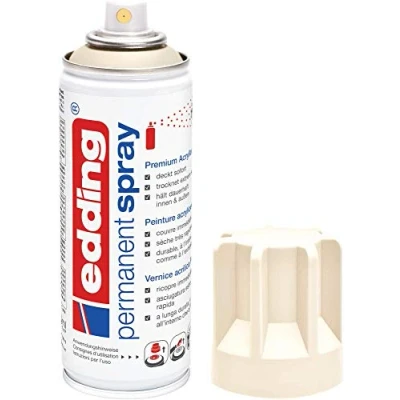 Abbildung von edding 5200 Permanent Spray hellelfenbein matt 200 ml Acryllack zum Lackieren und Dekorieren von Glas, Metall, Holz, Keramik, Kunststoff, Leinwand Lackspray, Acrylspray, Farbspray