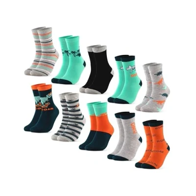 Abbildung von Occulto 10 PACK Muster Socken für Kinder, Größe: 23 26, Dino
