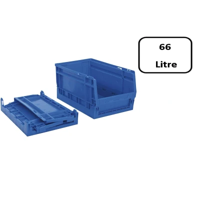 Abbildung von TAYG Lagersichtkästen 60P, faltbar, 66 Liter, 600 x 400 325 mm blau