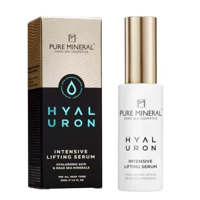 Abbildung von Pure Mineral Intensives Hyaluron Lifting Serum für alle Hauttypen Straffende Wirkung, Tote Meer Mineralien, optimale Feuchtigkeit Ohne Silikone, Sulfate, Parabene 30ml