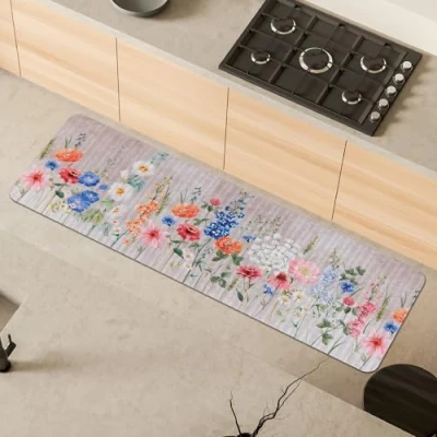 Abbildung von Comart, Austin Küchenteppich, aus Polyester, Bedruckt, rutschfest, Frühlingsmotiv, 50 x 170 cm