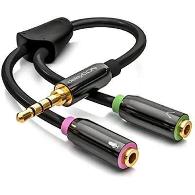 Abbildung von deleyCON Kopfhörer Headset Splitter 1x3,5mm Klinke Stecker 2x3,5mm Audio Kabel