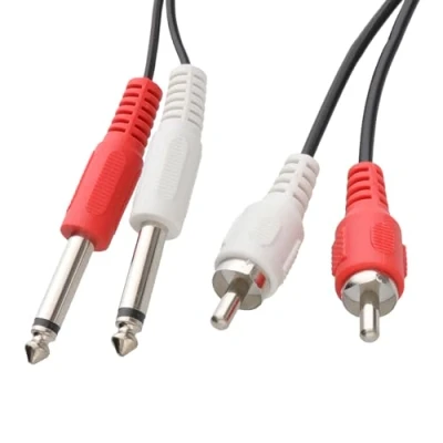 Abbildung von 2X 6,35 mm Mono Klinkenstecker Stecker Zum Chinch Cinch OFC Audio Kabel 2 m [2 Meter/2m]