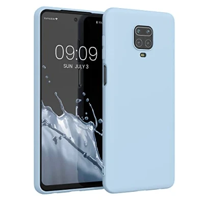 Abbildung von kwmobile Hülle kompatibel mit Xiaomi Redmi Note 9S / 9 Pro Max weiches TPU Silikon Case Cover geeignet für kabelloses Laden Taubenblau