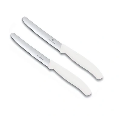Abbildung von Victorinox Tafelmesser Küchenmesser Set, 2 teilig, Weiß, Swiss Classic (2 Stück), ergonomischer Griff, ideal für Präzisionsarbeiten in der Küche
