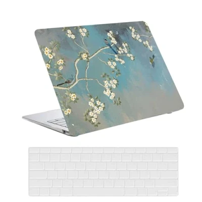 Abbildung von Hülle Case Kompatibel mit MacBook Air 13 Zoll 2017 2016 2015 2014 2013 2012 2011 2010 Freisetzung A1466 A1369, Ultradünne Plastik Hartschale Schutzhülle &amp; Tastaturschutz, Blumen
