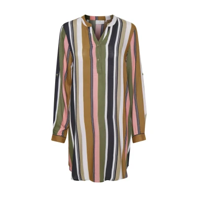Abbildung von Kaffe Kamarana Freizeitkleid, Damen, Größe: 34, Green / pink stripe print