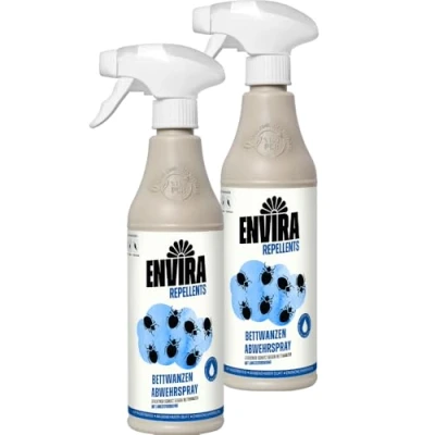 Abbildung von Envira Bettwanzen Abwehrspray 2 x 500 ml Spray mit Langzeitwirkung gegen Mittel für Wohnung, Hotel, Matratzen &amp; auf Reisen Effektiv loswerden