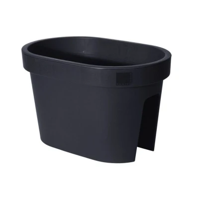 Abbildung von Spetebo Blumentopf Balkon OVAL klein / anthrazit (Stück, 1 St., Pflanztopf), Kunststoff Pflanzkasten zum Einhängen