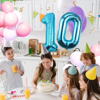 Abbildung von 10 Geburtstag Deko zahlen luftballon jahre Folienballon Blau für 10. Geburtstagsdeko Männer Frauen Ballon Zahl zum fliegt mit Helium 10.Geburtstagsparty 40&quot; 101cm