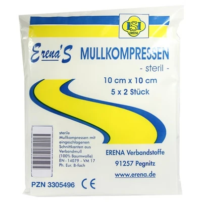 Abbildung von Erena Steril Mullkompressen 10x10 cm 8fach 5X2 St