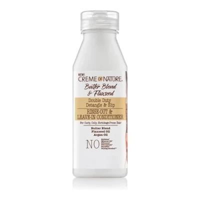 Abbildung von Creme of Nature, Butter Blend &amp; Flaxseed Weichspüler mit oder ohne Ausspülen, nährt, entwirrt und verlängert Locken, Pflege für krauses Haar, Silikonsulfate, 355 ml