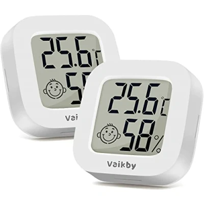 Abbildung von Vaikby Mini Digital Thermometer Hygrometer innen 2 Stück, raumthermometer zimmerthermometer temperatur und luftfeuchtigkeitsmesser, Hochgenauer temperatursensor für Gewächshausautos, Home, Office