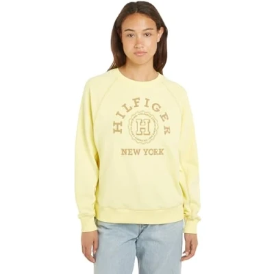 Abbildung von Tommy Hilfiger Damen Sweatshirt Varsity Raglan ohne Kapuze, Gelb (Yellow Tulip), S