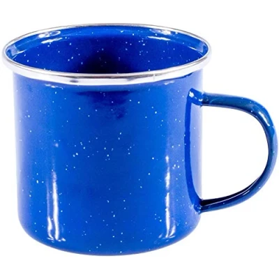Abbildung von CAO emaillierte Tassen, 380 ml, für Camping und Wandern, Erwachsene, Unisex, Blau, 8 cm