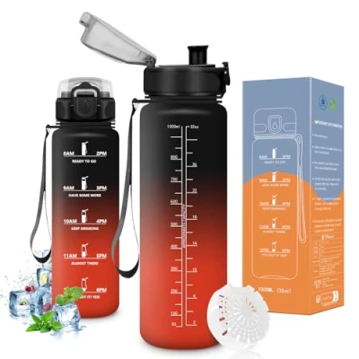 Abbildung von Vikaster Wasserflasche, Trinkflasche 1l, Fahrrad, Kohlensäure Geeignet, Sportflasche für Kinder, Schule, Fitness, Outdoor