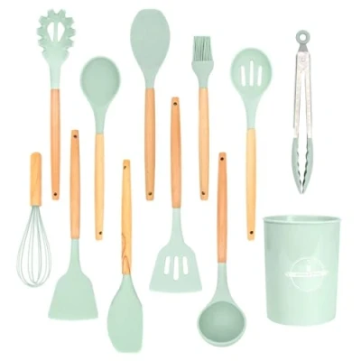 Abbildung von Intirilife Kochbesteck Set (Set, 12 tlg., Set), Küchenutensilien Zange Schneebesen Pfannenwender Schöpfkelle