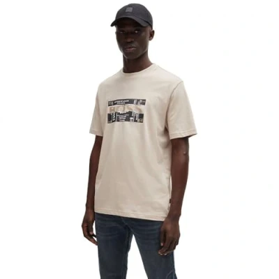 Abbildung von BOSS Tshirt print, Herren, Größe: Small, Beige