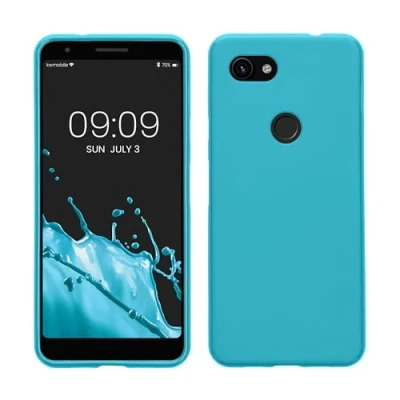Abbildung von kwmobile Hülle kompatibel mit Google Pixel 3a weiches TPU Silikon Case Cover geeignet für kabelloses Laden Cool Glacier