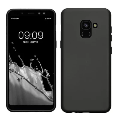 Abbildung von kwmobile Case kompatibel mit Samsung Galaxy A8 (2018) Hülle Schutzhülle aus Silikon metallisch schimmernd Handyhülle Metallic Grau