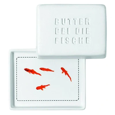 Abbildung von Breakfast Butterdose, klein Butter bei die Fische, Platte: 10 x 8 1 cm Deckel: 9 7 5