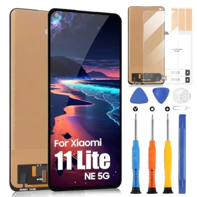 Abbildung von Bildschirm für Xiaomi 11 Lite NE 5G / Mi 4G LCD Display Touchscreen Digitazer Assembly Ersatz mit Werkzeugen (6,55 Zoll, Schwarz)