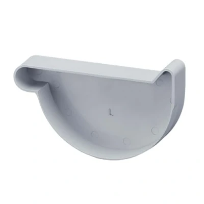 Abbildung von INEFA Dachrinnen Endstück halbrund, PVC NW180 / 180mm, links Grau Dachrinnenzubehör, einfache Steckmontage, Made in Germany