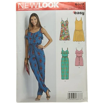 Abbildung von New Look Schnittmuster 6373: Damen Overall oder Strampler und Kleider, Größe A, Papier, Mehrfarbig, Size A (8 10 12 14 16 18 20)