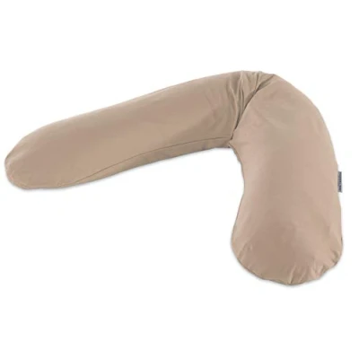 Abbildung von Theraline Ersatzbezug für Das Original Schwangerschaftskissen &amp; Stillkissen, Stillkissen Bezug 190 cm, Jersey aus 100% Bio Baumwolle, Farbe: Cappuccino