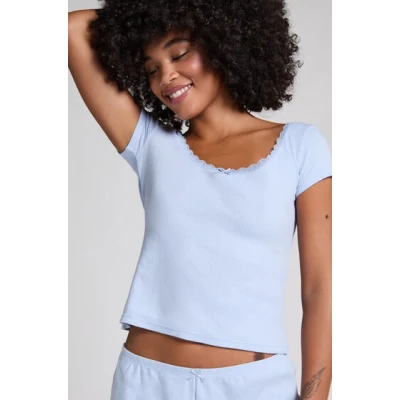 Abbildung von Hunkemöller Pointelle Nachtwäsche Shirt, Damen, Größe: XL, Blue