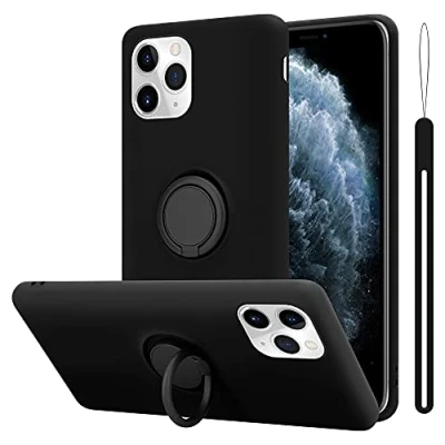 Abbildung von Cadorabo Hülle kompatibel mit Apple iPhone 11 PRO Schutzhülle TPU Silikon Case Liquid Design Ring Slim Kratzfest Liquidsilikon Microfaser für in Schwarz