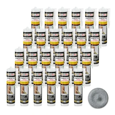 Abbildung von Isolbau Zement Fix 24 x 300 ml Betongrau Express Reperaturmörtel Dichtungsmasse für Fugen &amp; Risse im Innen Außenbereich, Kartusche