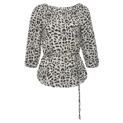Abbildung von Lascana Carmen Bluse, Damen, Größe: 32/34, Creme schwarz bedruckt