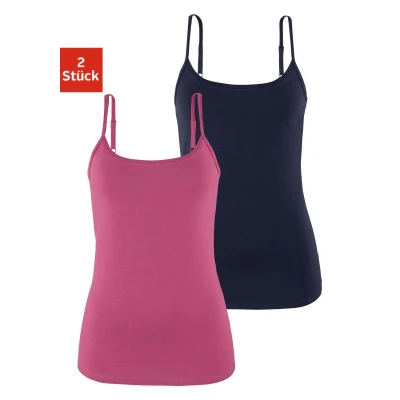 Abbildung von Lascana 2 PACK Top, Damen, Größe: 32/34, Beere