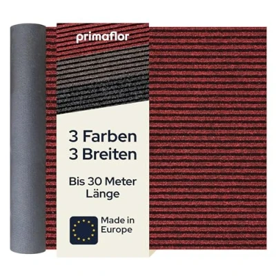Abbildung von Primaflor Schmutzfangläufer Gin Rot 120 x 300 cm Strapazierfähige Matte mit rutschfestem Gummirücken für sicheren Halt Ideal Eingangsbereiche