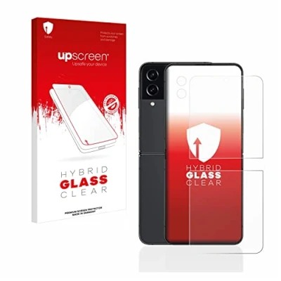 Abbildung von upscreen Schutzglas für Samsung Galaxy Z Flip 4 (Display+Kamera) Schutzfolie, Glas Folie [Klar, 9H Panzerschutz, Anti Fingerprint]
