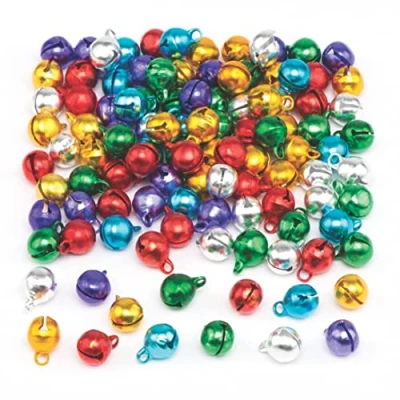 Abbildung von Baker Ross EX3886 Mini Glöckchen in Metallic Optik, kreativer Weihnachts und Bastelbedarf für Kinderprojekte Dekoration, 120 Stück, gemischt
