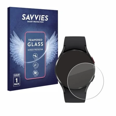 Abbildung von Savvies Panzer Schutz Glas für Samsung Galaxy Watch 4 (40mm) 9H Hartglas, Anti Fingerprint, Displayschutz