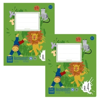 Abbildung von Formati Rechenheft R.4 Quart 20 Blatt kariert, 2 Stück, aus 100% Recyclingpapier, durchdachte Lineatur für schöne Zahlen