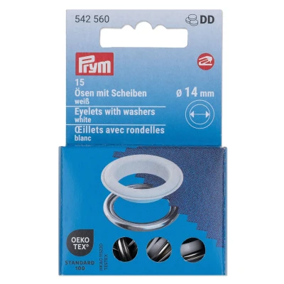 Abbildung von Prym 542560 542542 Ösen mit Scheiben, 11 mm, rot/silberfarbig, vearbeitbar dem Vario Creative Tool, weiß, Ø 14 15