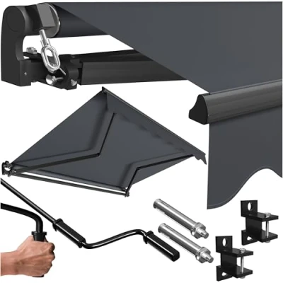 Abbildung von KESSER® Gelenkarmmarkise Vormontiert Markise Gelenkmarkise 250 x 200 cm Terrassenmarkise Sonnenmarkise inkl. Wandhalterung Sonnenschutz Balkonmarkise wasserabweisend Alu/Polyester Anthrazit