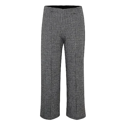 Abbildung von Part Two Damen Hose mit weiten Beinen, hochgewickelt, Checked Fabric Trousers, Medium Grau Check, XX Large