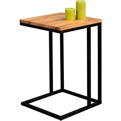 Abbildung von M2 Kollektion Beistelltisch Nick, Gestell Metall schwarz matt, Deckplatte Wildeiche massiv geölt, 22mm