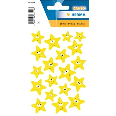 Abbildung von HERMA 3714 Aufkleber Sterne klein, 19 Stück, Neon Belohnung Sticker mit Smiley Emoji Gesicht Motiv, Kinder Etiketten für Schule Grundschule Schüler Tagebuch Scrapbooking Geburtstag Deko DIY Basteln