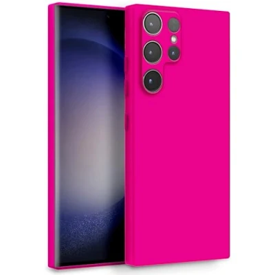 Abbildung von MyGadget Hülle für Samsung Galaxy S23 Ultra Zweilagige Handyhülle mit Kameraschutz Cover Innenfutter &amp; Silikon außen Magenta Rot
